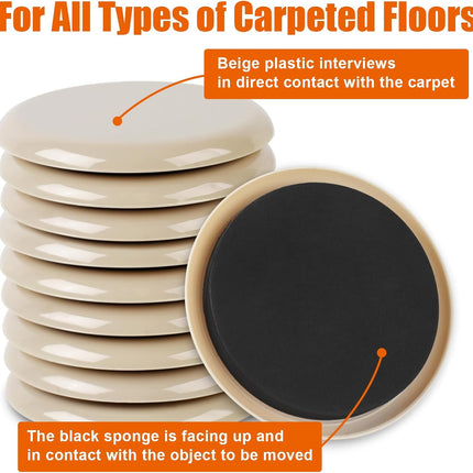 10 Pack Furniture Sliders 3.5" Heavy Duty