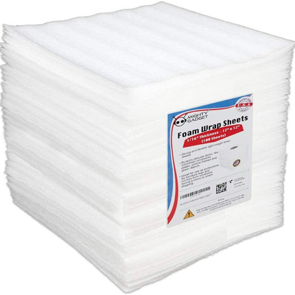 100 Pack Foam Wrap Sheets 12 x 12 Inch 1/16 Inch with Free Fragile Stickers