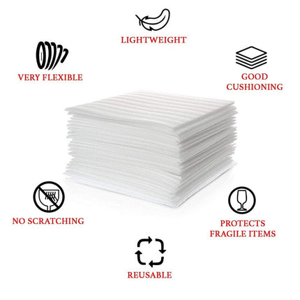 100 Pack Foam Wrap Sheets 12 x 12 Inch 1/16 Inch with Free Fragile Stickers