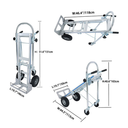 3-in-1 Convertible Aluminum Hand Truck, 1000 LB Capacity