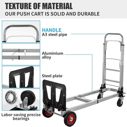 Aluminum 2-in-1 Folding Hand Truck Dolly, 450 LB Capacity