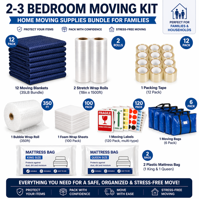 2-3 Bedroom Moving Kit – Home Moving Supplies Bundle for Families