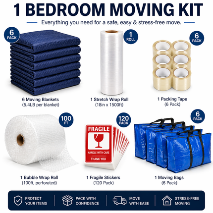 1 Bedroom Moving Kit – Apartment & Studio Moving Supplies Bundle