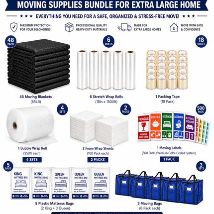 6+ Bedroom Moving Kit –  Moving Supplies Bundle for Extra Large Home