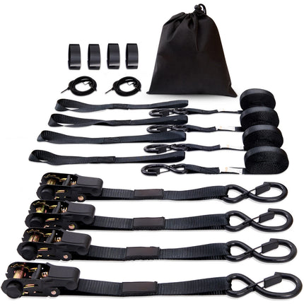Ratchet Tie Down Straps 1" x 15' 2200 LB — 4-Pack