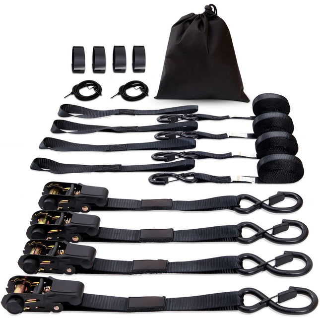 Ratchet Tie Down Straps 1" x 15' 2200 LB — 4-Pack