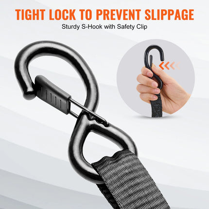 Ratchet Tie Down Straps 1" x 15' 2200 LB — 4-Pack