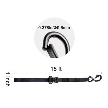 Ratchet Tie Down Straps 1" x 15' 2200 LB — 4-Pack