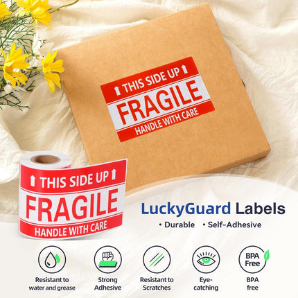 Fragile Stickers 3" x 5" — 100 Count Roll