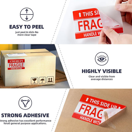 Fragile Stickers 3" x 5" — 100 Count Roll