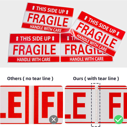 Fragile Stickers 3" x 5" — 100 Count Roll