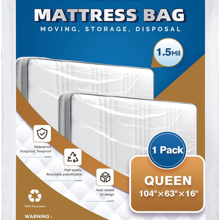 Plastic Mattress Storage Bag Waterproof Twin Full Queen King Moving Protector