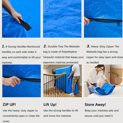 Mattress Bags for Moving and Storage Reusable Waterproof Cover with Handles and Zipper Multi-Size